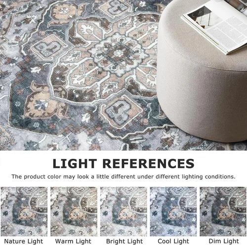 Vista 4 de SIILOOM Alfombra lavable de 2 x 3 pies, alfombra suave color taupe ceniza para entrada, tapete antideslizante para puerta de interior, tapete