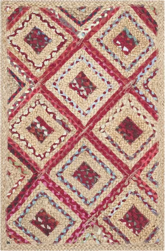 Vista 2 de Safavieh - Colección Cape Cod CAP354A - Tapete tejida a mano en algodón natural y azul, Yute