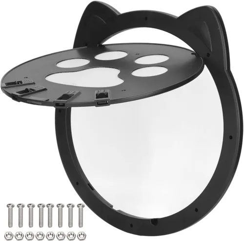 Vista 10 de Plastic Cat Door with Controlled Access, 4 Modes Security Lock, Reinforced Anti Collision Valve, Nylon Mesh, Hanging Inner Door, for Indoor Pets
