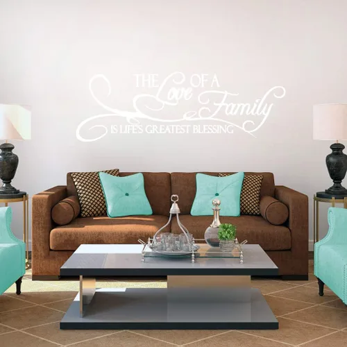 Vista 9 de Vinilo decorativo de pared The Love of A Family, pared de habitación familiar, sala de estar, cita de pared de la familia es la mayor bendición