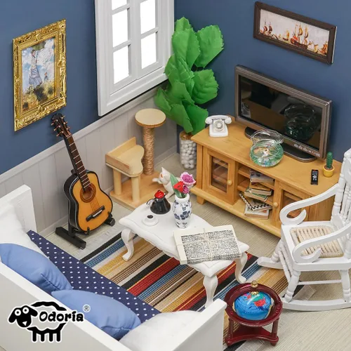 Vista 8 de Odoria 1/12 Silla en miniatura Sillón Casa de muñecas Muebles Accesorios, Azul Oscuro