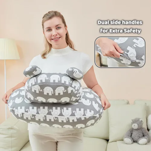 Vista 2 de lasoftan Almohada de lactancia para lactancia, almohada de lactancia materna para apoyo de mamá, correa de cintura ajustable y funda de algodón