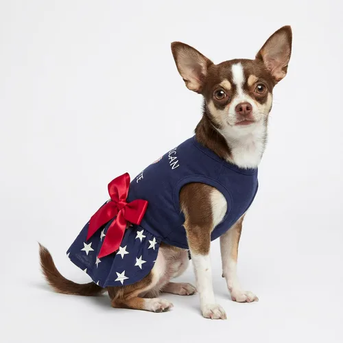 Vista 5 de Fitwarm Ropa de perro 100% algodón American Cutie para el 4 de julio, ropa para perros del Día de los Caídos, vestidos patrióticos, vestido de Cutie