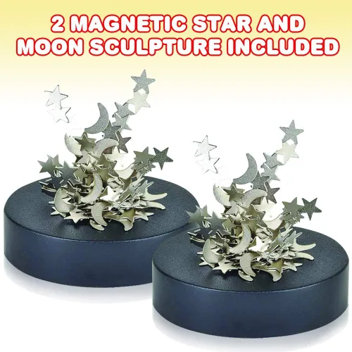Vista 2 de ArtCreativity Escultura magnética de lunas y estrellas (juego de 2) – Juguetes magnéticos de escritorio para adultos, decoración de oficina