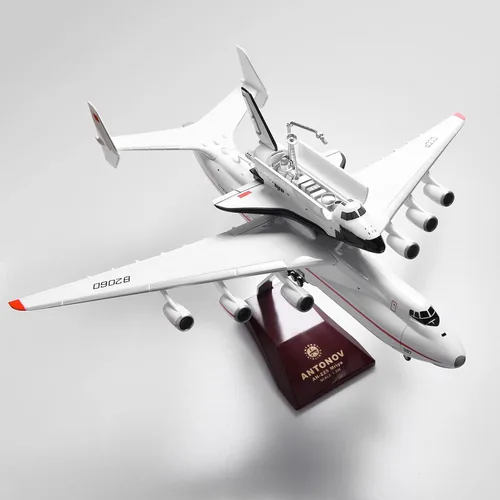 Vista 7 de Escala 1:200 An-225 ANTONOV que lleva con espacialeshuttle BURAN Resina Aviones Modelo Diecast para Colección