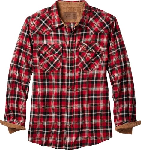 Vista 11 de Legendary Whitetails Camisa de franela para hombre, tipo vaquera, con botones, de algodón cepillado negro espiga