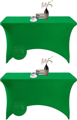 Vista 72 de Paquete de 2 fundas de mesa de elastano impermeables para mesas rectangulares, 6 pies, negras, elásticas, resistentes a manchas, para todas