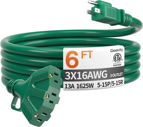 Vista 20 de Cable de extensión negro para exteriores de calibre 16 de 50 pies