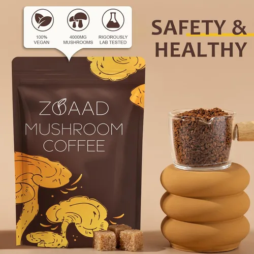 Vista 5 de Café de hongos, 6 hongos orgánicos con melena de león y café Cordyceps para energía sostenida, enfoque mental, digestión y apoyo inmunológico, café