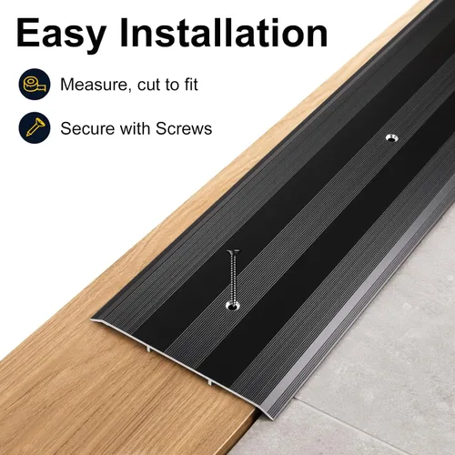 Vista 7 de Aluminum Threshold Strip, 5″Wide Floor Transition Strip for Doorways Negro
