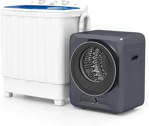 Vista 12 de Auertech Lavadora y Secadora Portátil Combinada, Lavadora de Dos Bañeras de 20 Libras, Secadora de Ropa Compacta de 1.5 Pies Cúbicos, Juego