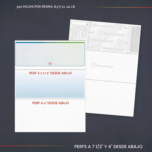 Vista 11 de DocuGard Azul/Verde Sunburst Premier Prismatic Top Papel de Cheques de Alta Seguridad - Compatible con QuickBooks y Impresoras Láser/Inyección