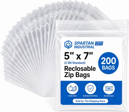 Vista 14 de Spartan Industrial - Paquete de 200 bolsas de plástico con zíper, reutilizables, tamaño chico, de 2 Mil de grosor