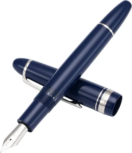 Vista 9 de erofa Majohn P136 Pluma Estilográfica de Pistón Punta Mediana con Caja, Juego de Pluma de Escritura de Resina Negra