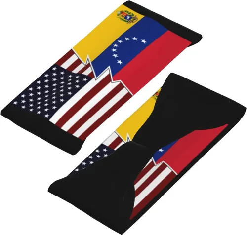 Vista 7 de Diadema de banderas estatales de Estados Unidos y Venezuela estilo desgarrado, transpirable, bandas deportivas para fitness, correr, baloncesto