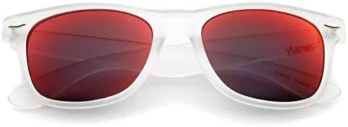 Vista 2 de zeroUV Lentes de sol con montura esmerilada mate de color reflectante con borde de bocina de 2.126in
