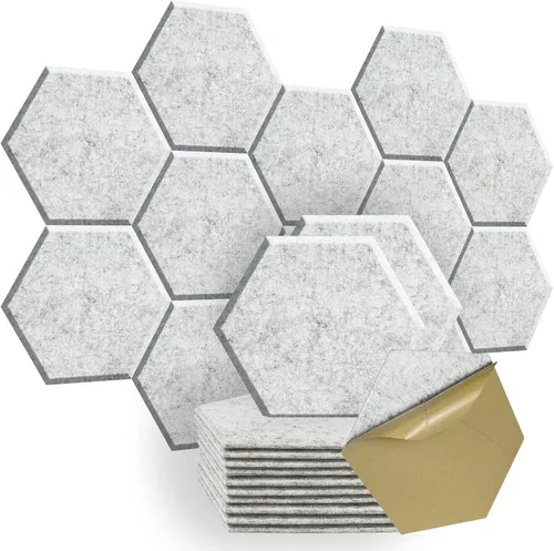 Vista 10 de SHJADE Paquete de 12 paneles acústicos autoadhesivos, acolchado hexagonal a Azul claro