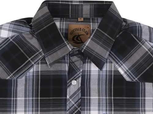 Vista 3 de COEVALS CLUB Men's Western Cowboy Pearl Snap Buttons Two Pockets Casual Plaid Solid Short Sleeve Shirts