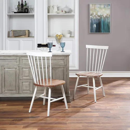 Vista 2 de OSP Home Furnishings Eagle Ridge - Sillas de comedor tradicionales de madera maciza estilo Windsor, paquete de 2, color crema