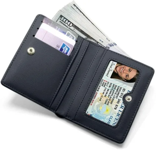 Vista 3 de AnnabelZ Billetera pequeña de cuero plegable para mujer, mini monedero corto