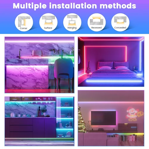Vista 4 de Muzata Paquete de 6 canales LED de 3.3 pies/3.3 ft excelente sin manchas con cubierta blanca lechosa más gruesa, sin puntos calientes, tira LED más