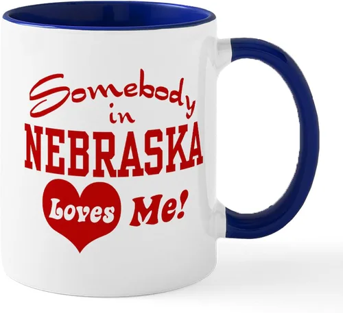 Vista 104 de CafePress I Love Nebraska Taza de café de cerámica de 11 oz (11.0 fl oz)