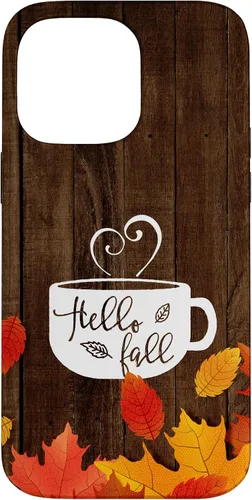 Vista 21 de Hello Fall - Taza de café para iPhone 16, diseño de hojas de otoño