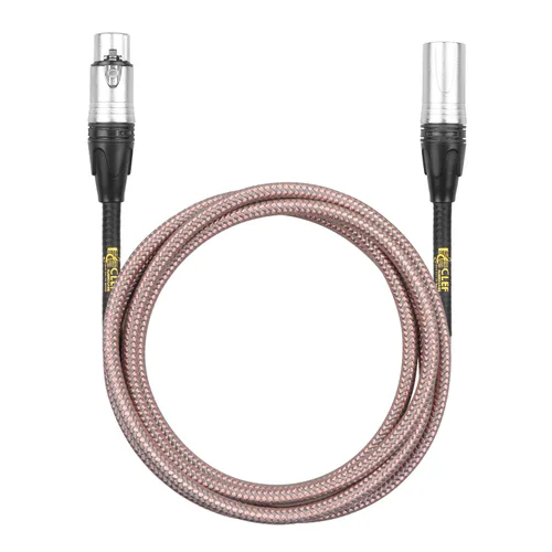Vista 2 de Cable XLR, 6 pies [paquete de 3] conexiones macho a hembra para micrófono e interfaz de audio, chaqueta flexible trenzada gris/cobre, carcasa