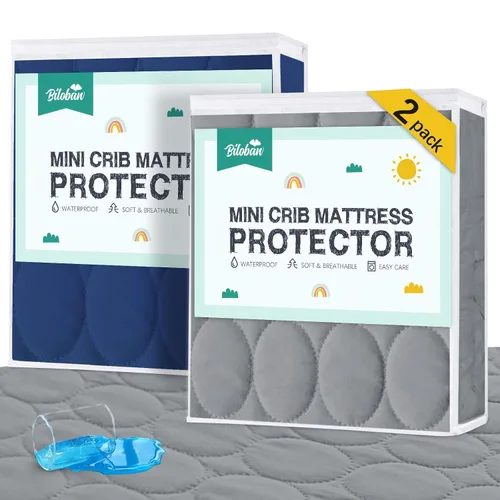 Vista 12 de Sábanas Protectoras de Colchón para Cuna Impermeables Paquete de 2, Funda Acolchada de Protector de Colchón para Cuna Ajustable para Colchón de Cama