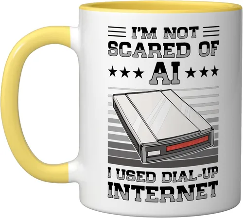 Vista 13 de 90s Nostalgia Retro 90s Dial Up Internet Vintage Ceramic Mug, Black/White