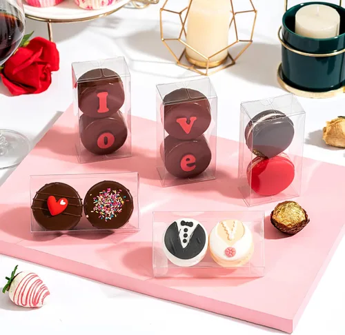 Vista 3 de RomanticBaking Paquete de 37 Cajas de Macarons de 4.17" x 2.16" x 1.37" para 2 Brownies Oreo Cubiertos de Chocolate Trufa Golosina Cajas
