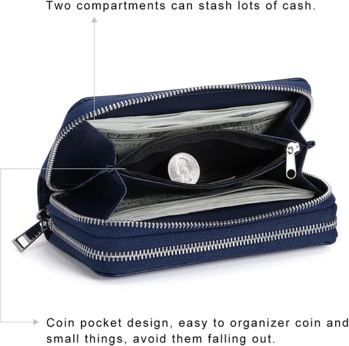 Vista 4 de Abberry Cartera de pulsera con doble cremallera para mujeres, mujeres y niñas