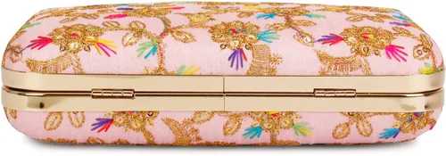 Vista 3 de LONGING TO BUY Embrague de caja de diseño hecho a mano para mujeres, embrague bordado Zari para mujeresembrague de mano para mujeres