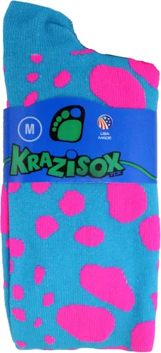 Vista 2 de Krazisox - Calcetines de leopardo sobre la pantorrilla turquesa / rosa intenso (Turquoise/Hot Pink)