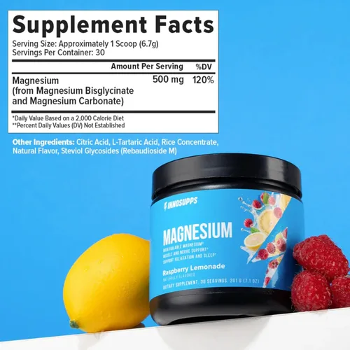 Vista 4 de InnoSupps Polvo de magnesio, mezcla mineral de doble acción con bisglicinato de magnesio y carbonato, promueve el alivio del estrés, la hidratación