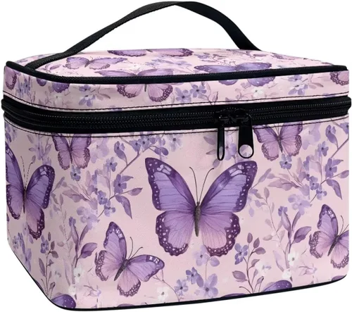 Vista 33 de doginthehole Bolsa de maquillaje, bolsa de cosméticos de viaje, bolsa de aseo portátil grande, organizador de accesorios para mujeres y niñas