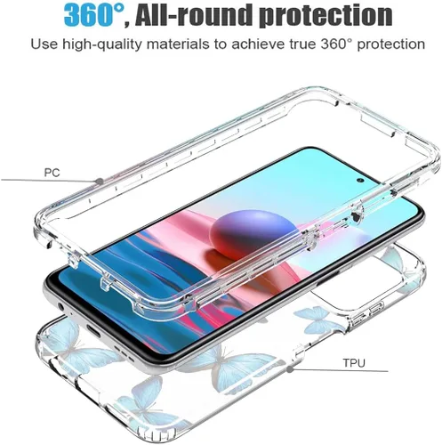 Vista 3 de Funda para Redmi Note 10 (4G)/Note 10S M2101K7BG con protector de pantalla de vidrio templado, suave 360 cuerpo completo a prueba de golpes