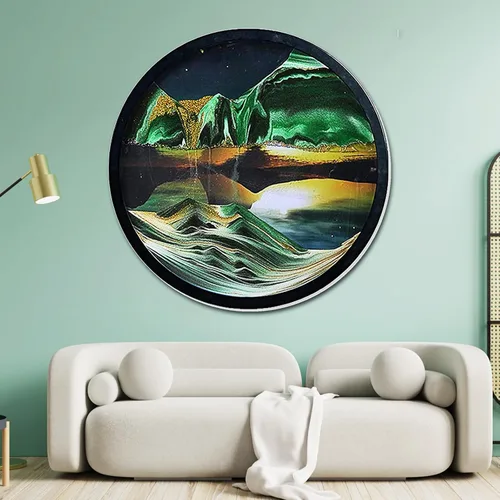 Vista 36 de Decoración artística de arena móvil de 17.3 pulgadas, pintura 3D giratoria de 360 grados, arte de pared de vidrio, decoración de sala de estar