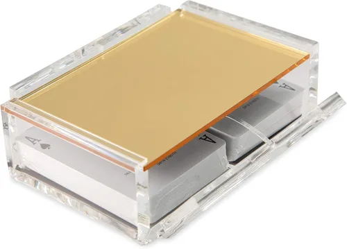 Vista 9 de La Canasta - Juego de bandeja para cartas con 2 barajas de cartas en caja acrílica con tapa deslizante y base giratoria, mantiene la pila de cartas