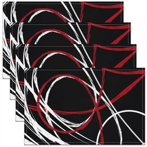 Vista 20 de Modern Circles - Juego de 4 manteles individuales de 12 x 18 pulgadas, patrón geométrico abstracto, decorativo, para niños, adolescentes y adultos
