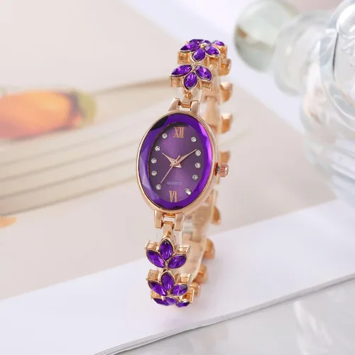 Vista 6 de BESTKANG Reloj de pulsera casual de pétalos de lujo para mujer, reloj de cuarzo simulado para mujer