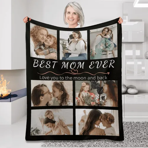 Vista 16 de Manta personalizada para el mejor papá, regalos personalizados para hombres, mantas personalizadas con fotos, texto para papá, marido, familia