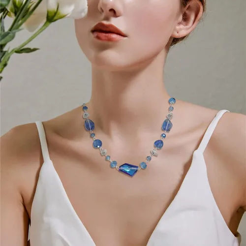 Vista 2 de Bocar Collar de cuentas de cristal para mujer, diseño de babero hecho a mano, regalo de joyería
