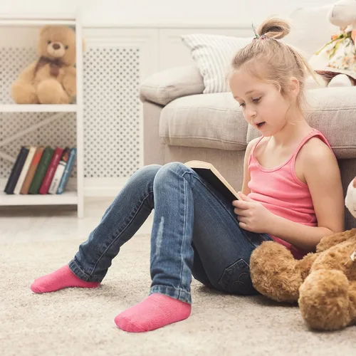 Vista 5 de 12 paquetes de calcetines antideslizantes para niños y bebés con agarres, 1-7 años, calcetines de algodón para tobillo para niños y niñas