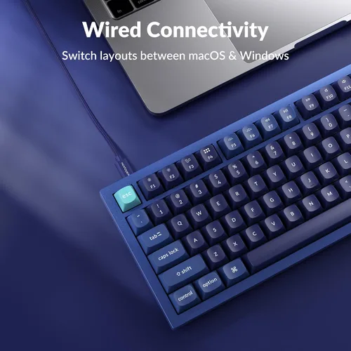 Vista 13 de Keychron Q3 QMK/VIA Teclado mecánico personalizado con cable, diseño sin llave de aluminio completo, macro programable con interruptor marrón