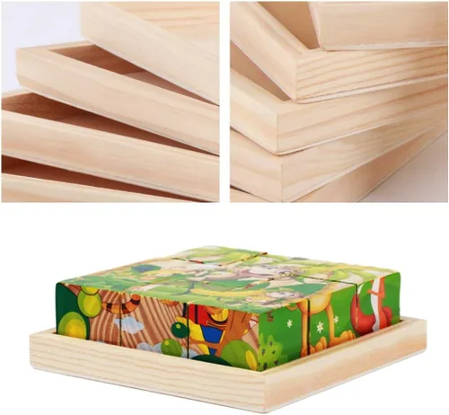 Vista 3 de Paquete de 6 bandejas de madera pequeña sin terminar para proyectos de manualidades, bandejas de madera de bricolaje, tableros de lienzo de madera