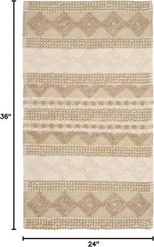 Vista 2 de SAFAVIEH Natura Collection - Alfombra decorativa de 2 x 3 pies, color beige y marfil, hecha a mano de lana tribal marroquí y algodón, ideal