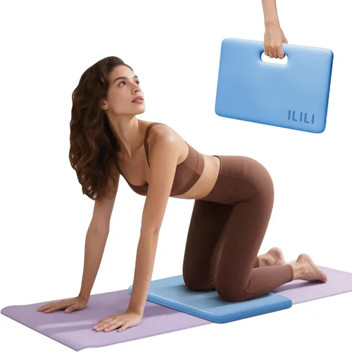 Vista 8 de ILILI Rodillera de yoga plegable, almohadilla suave de TPE de 24 x 17 x 0.5 pulgadas (tamaño plegable 17 x 12 x 1 pulgadas) para flexiones
