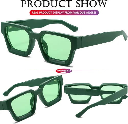 Vista 34 de AIEYEZO Gafas de sol cuadradas para mujeres y hombres, gafas de sol cuadradas con montura gruesa, estilo de diseñador simple