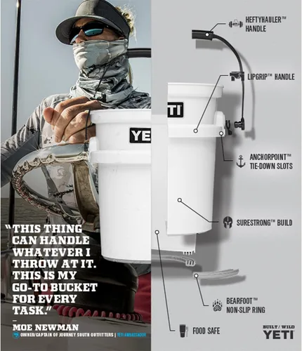 Vista 7 de Cubeta YETI Loadout de 5 galones, resistente a impactos, para pesca y otros usos Espuma de mar